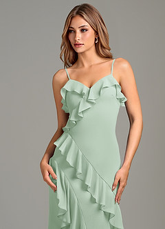Azazie Danny Bridesmaid Dresses Agave Mermaid Ruched Chiffon Dress image6