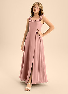Azazie Callie Junior Cedar Rose A-Line Ruched Chiffon Dress image3