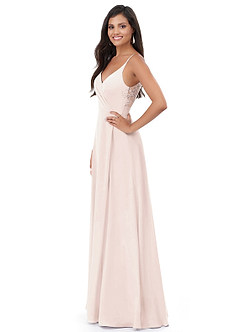 Azazie Lennon Bridesmaid Dresses Rose Petal A-Line Lace Chiffon Dress image4