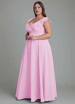 Azazie Leilani Bridesmaid Dresses Candy Pink A-Line Pleated Chiffon Dress image9