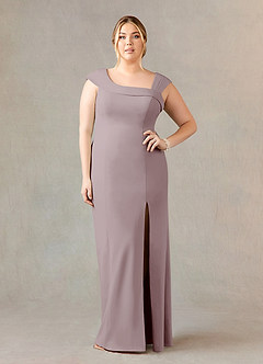 Azazie Ellen Mother of the Bride Dresses Vintage Mauve Sheath Side Slit Stretch Crepe Dress image7