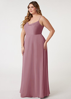 Azazie Daenerys Bridesmaid Dresses Vintage Mauve A-Line Cowl Chiffon Dress image10