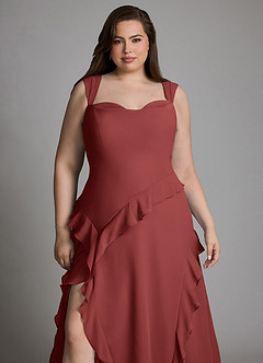 Azazie Sloane Bridesmaid Dresses Terracotta A-Line Sweetheart Neckline Chiffon Dress image13