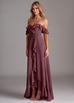 Azazie Lyra Bridesmaid Dresses Sangria A-Line Chiffon Convertible Dress image5