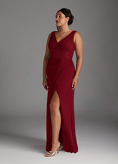 Azazie Winona Mother of the Bride Dresses Burgundy Mermaid Sequins Mesh Dress image9