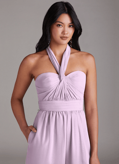 Azazie Lamara Robes de demoiselle d'honneur Combinaison Convertible en Mousseline de soie Épaule décolletée Frostiges Flieder image9
