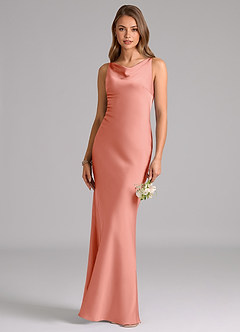 Azazie Allettie Brautjungfernkleider Meerjungfrau-Linie Stretch-Satin Kleid Koralle image1