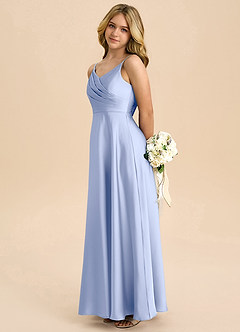 Azazie Bug Junior Ice A-Line Pleated Stretch Satin Dress image7