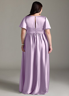 Azazie Verna Maternity Bridesmaid Dresses A-Line Ruched Stretch Satin Floor-Length Dress image11