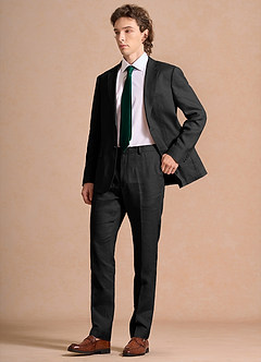 front Harrison Black 100% Linen Suit
