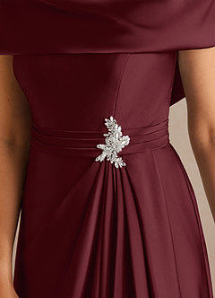 Azazie Branford Mère de la mariée Robes Robe Trapèze en Satin extensible Plissée Cabernet image4