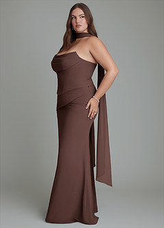 Azazie Sorrel Bridesmaid Dresses Ganache Mermaid Corset Chiffon Dress image12