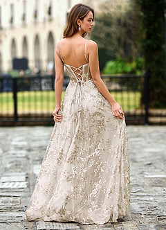 Willowener Champagne Abito da ballo in pizzo con paillettes image2