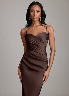 Azazie Sonora Brudtärnklänningar Klä av Tubklänning i Stretch Satin Axelbandslös Ganache image3
