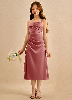 Azazie Canna Girls Formal Flower Girl Klänningar Klä A-Line i Stretch Satin Plisserad image5