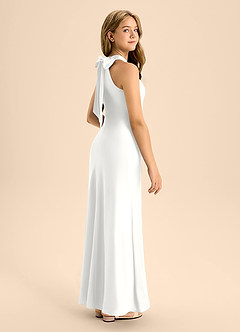Azazie Doretta Junior White A-Line Pleated Stretch Satin Dress image1