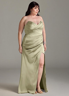 Azazie Yola Bridesmaid Dresses Pistachio Sheath V-Neck Pleated Stretch Satin Convertible Dress image12