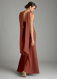 Azazie Saylor Brudtärnklänningar Klä av Sjöjungfru i Chiffong Axelbandslös Kastanjebrunt image9