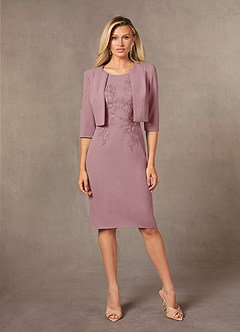 Azazie Ryne Mother of the Bride Dresses Dusty Rose Sheath Lace Dress image1