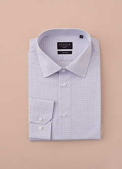 front Aiden White Mist Blue 100% Cotton Non-Iron Striped Dress Shirt