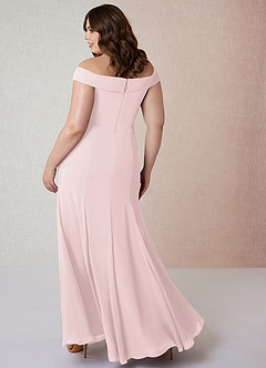 Azazie Lecia Bridesmaid Dresses Blushing Pink Empire Off-The-Shoulder Pleated Chiffon Convertible Dress image9