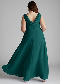 Azazie Karina Bridesmaid Dresses Peacock A-Line Pleated Chiffon Dress image9