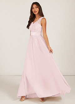 Azazie Gertrude Brautjungfernkleider A-Linie Spitze Chiffon Kleid Zartrosa image3