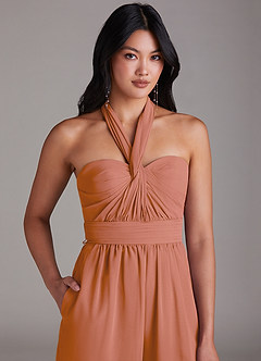 Azazie Lamara Bridesmaid Dresses MAI TAI Off the Shoulder Chiffon Convertible Jumpsuit image9