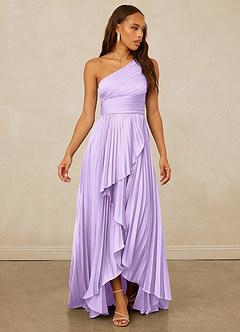 Christian Siriano Bridal for Azazie 1008 Bridesmaid Dresses Lilac A-Line One Shoulder Stretch Satin Dress image3