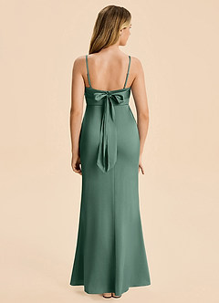Azazie Mia Junior Eucalyptus Mermaid Pleated Stretch Satin Dress image2