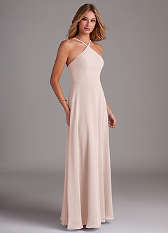 Azazie Bailey Final Sale Rose Petal A-Line Halter Side Slit Chiffon Dress image6