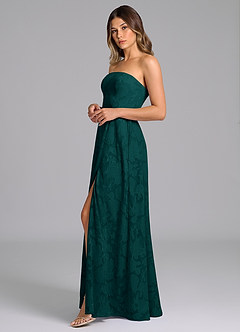 Azazie Wren Bridesmaid Dresses Pine A-Line Strapless Floral Burnout Dress image5