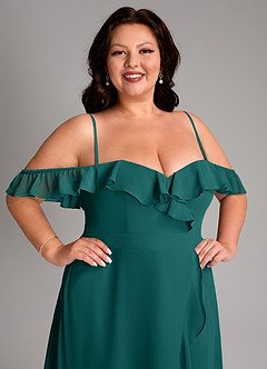Azazie Lyra Bridesmaid Dresses Peacock A-Line Chiffon Convertible Dress image7