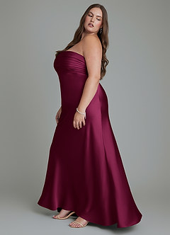 Azazie Saylor Bridesmaid Dresses Red Plum Mermaid Strapless Stretch Satin Dress image13