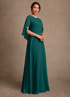 Azazie Winnifred Vestidos para mãe da noiva Vestido Pavão de Chiffon de Linha A com Frisado image2
