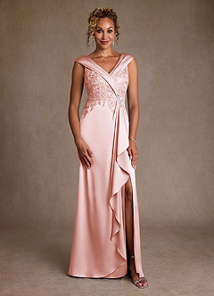 Azazie Santa Monica Kleider für die Brautmutter A-Linie Spitze Kleid Zartrosa image3