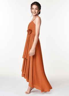 Azazie Catalina Junior Cinnamon A-Line Ruched Chiffon Dress image5
