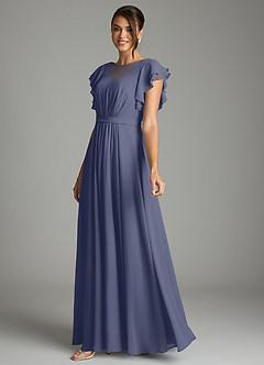 Azazie Daphne vestidos de dama de honor modestos Vestido de Corte en A Volantes Hasta el suelo Gasa image3