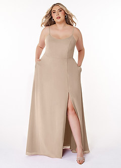 Azazie Moira Suknie dla druhen Linia A z kieszeniami Szyfon Do ziemi Sukienka image8