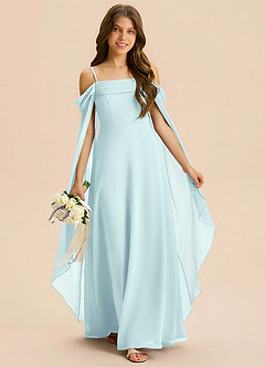 Azazie Moana Junior Linia A Pofałdowany Szyfon Długość podłogi Młodsza druhna Sukienka image3