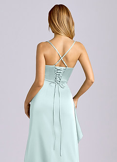 Azazie Sarai Suknie dla druhen Osłona Gorset Satyna elastyczna Do ziemi Sukienka image2