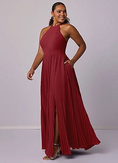 Barbie ♥ Azazie Bridesmaid Dresses Pomegranate A-Line Pleated Chiffon Dress image10