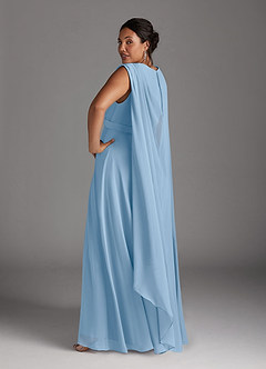 Azazie Isa Mère de la mariée Robes Robe Trapèze en Mousseline de soie Col V plissé Poudre Bleue image12