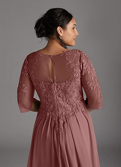 Azazie Mirielle Mother of the Bride Dresses Desert Rose A-Line Scoop Lace Chiffon Dress image11