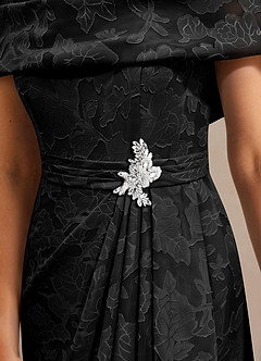 Azazie Branford vestidos de madre de la novia Vestido de Negro de Devorado Floral de Corte En A con Plisado image6
