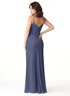 Azazie Deandra Bridesmaid Dresses Stormy Mermaid Pleated Mesh Dress image4
