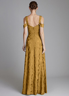 Azazie Emoria Bridesmaid Dresses Marigold Jacquard A-Line Off the Shoulder Jacquard Dress image2