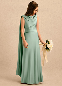 Azazie Sanah Girls Formal Flower Girl Klänningar Klänning A-Line i Stretch Satin Plisserad image1