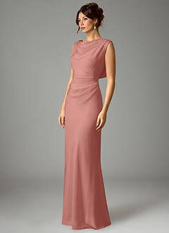 Azazie Kieryn Bridesmaid Dresses Rosette Mermaid Pleated Stretch Satin Dress image5