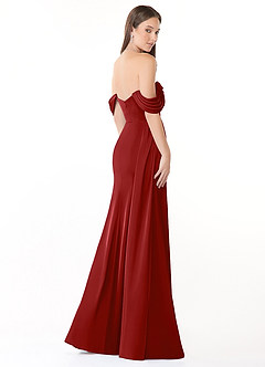 Azazie Amyra Vestidos de damas de honor Vestido de Granada de Satén Elástico de Corte Recto Convertible con Vestidos sin tirantes image5